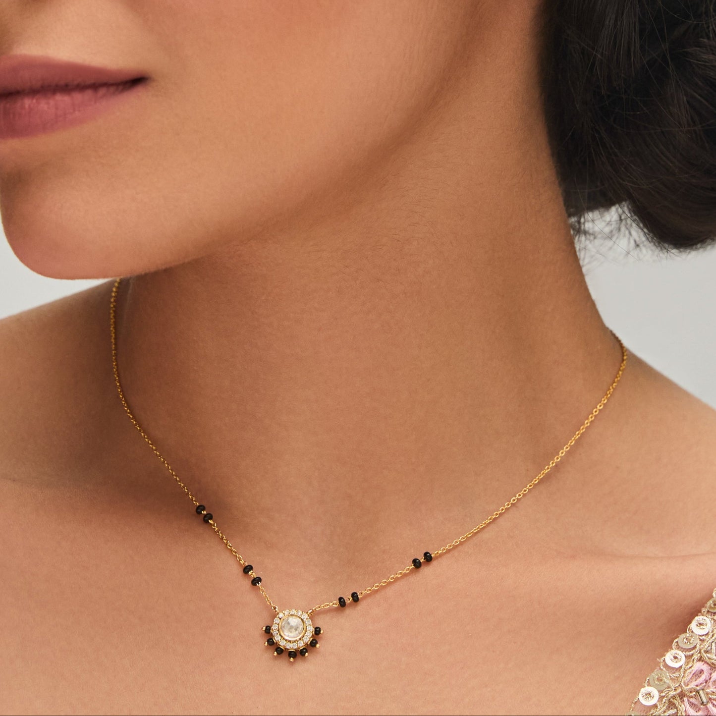 Elegant CZ Moissanite Silver Mangalsutra Necklace
