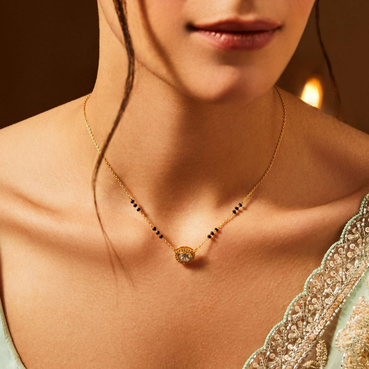 Classic MOISSANITE SILVER MANGALSUTRA NECKLACE