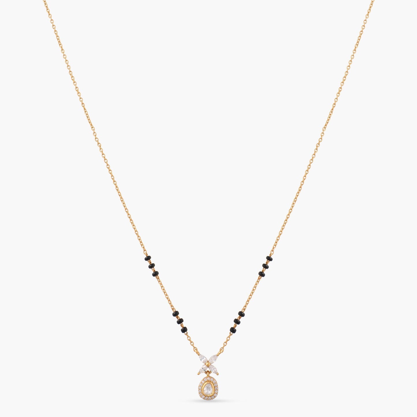 Delicate floral MOISSANITE SILVER MANGALSUTRA NECKLACE
