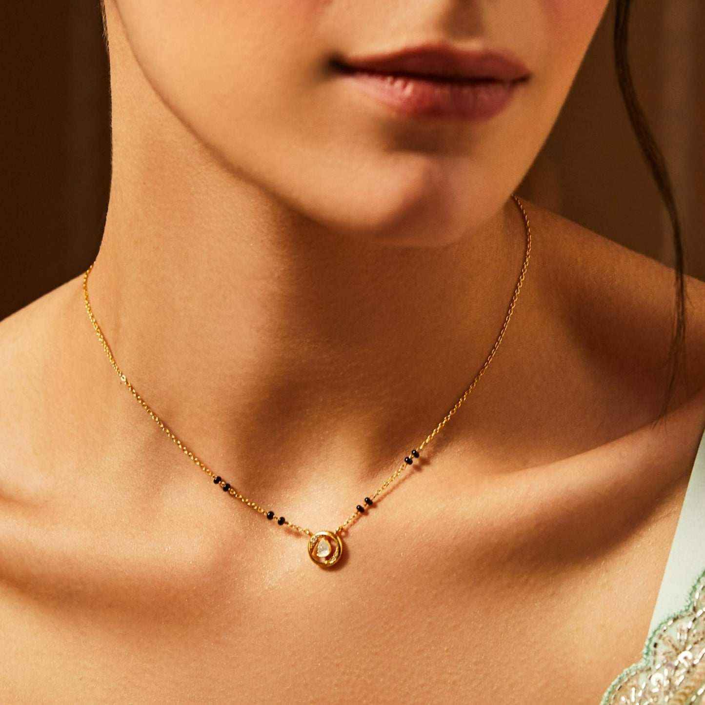Circle of Charm MOISSANITE SILVER MANGALSUTRA NECKLACE