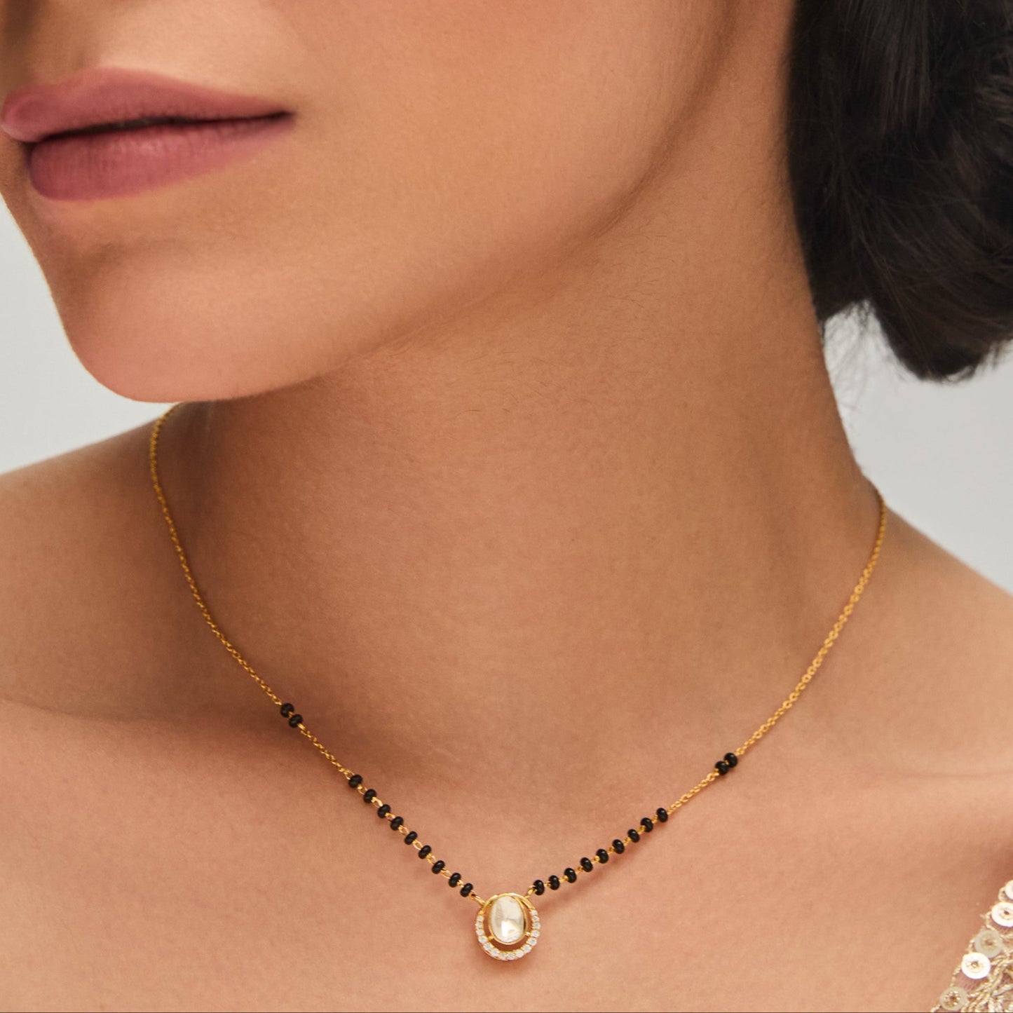 Serenity Moissanite Silver Mangalsutra Necklace