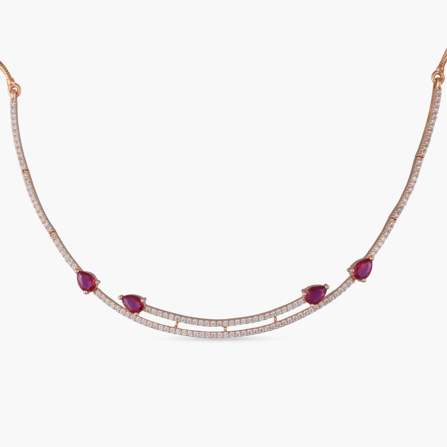 Leafy Charm CZ Silver Necklace