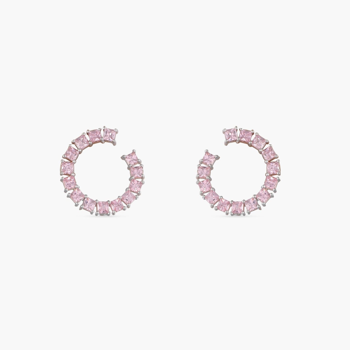 Hoop CZ Silver Stud Earrings