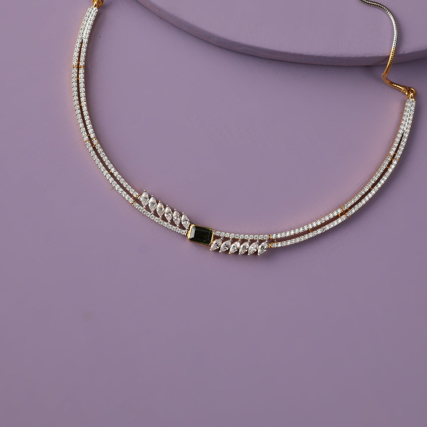 Fern CZ Silver Necklace