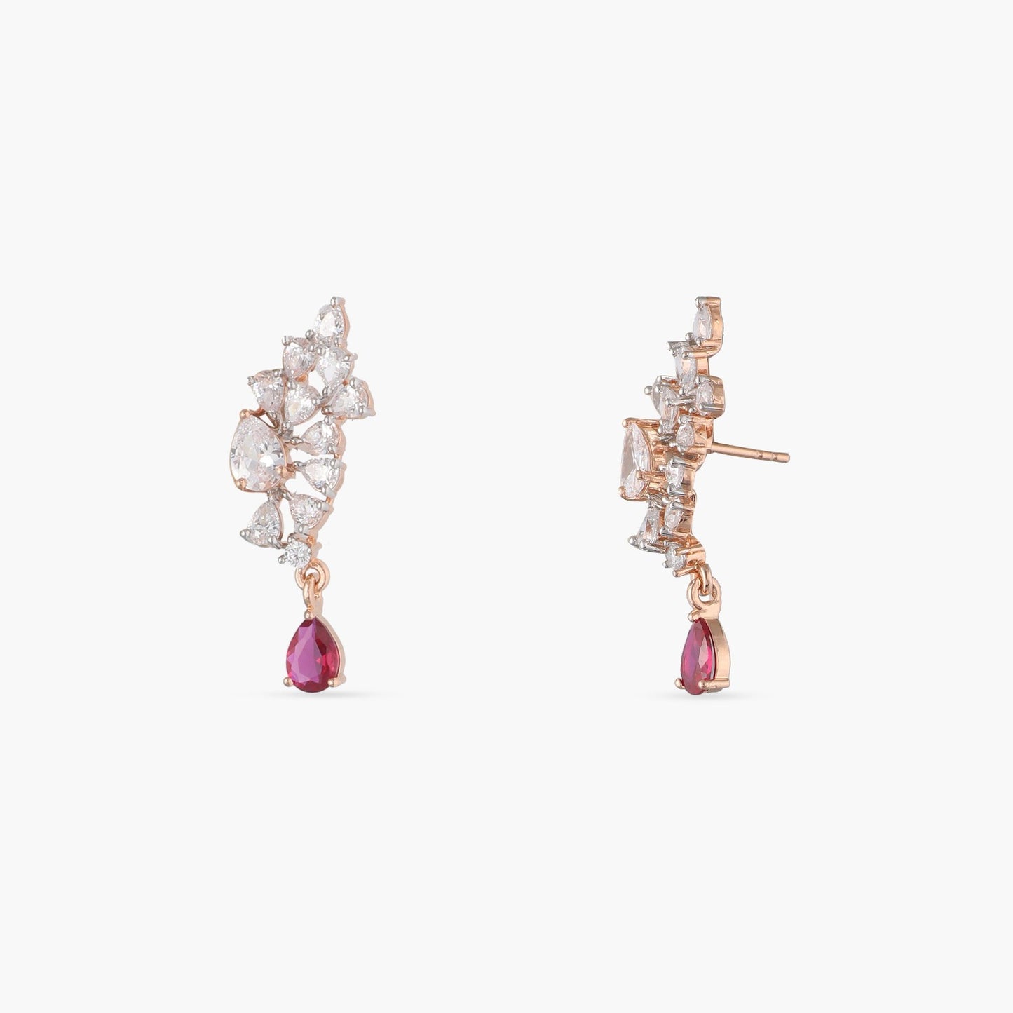 Cluster CZ Silver Drop Earrings