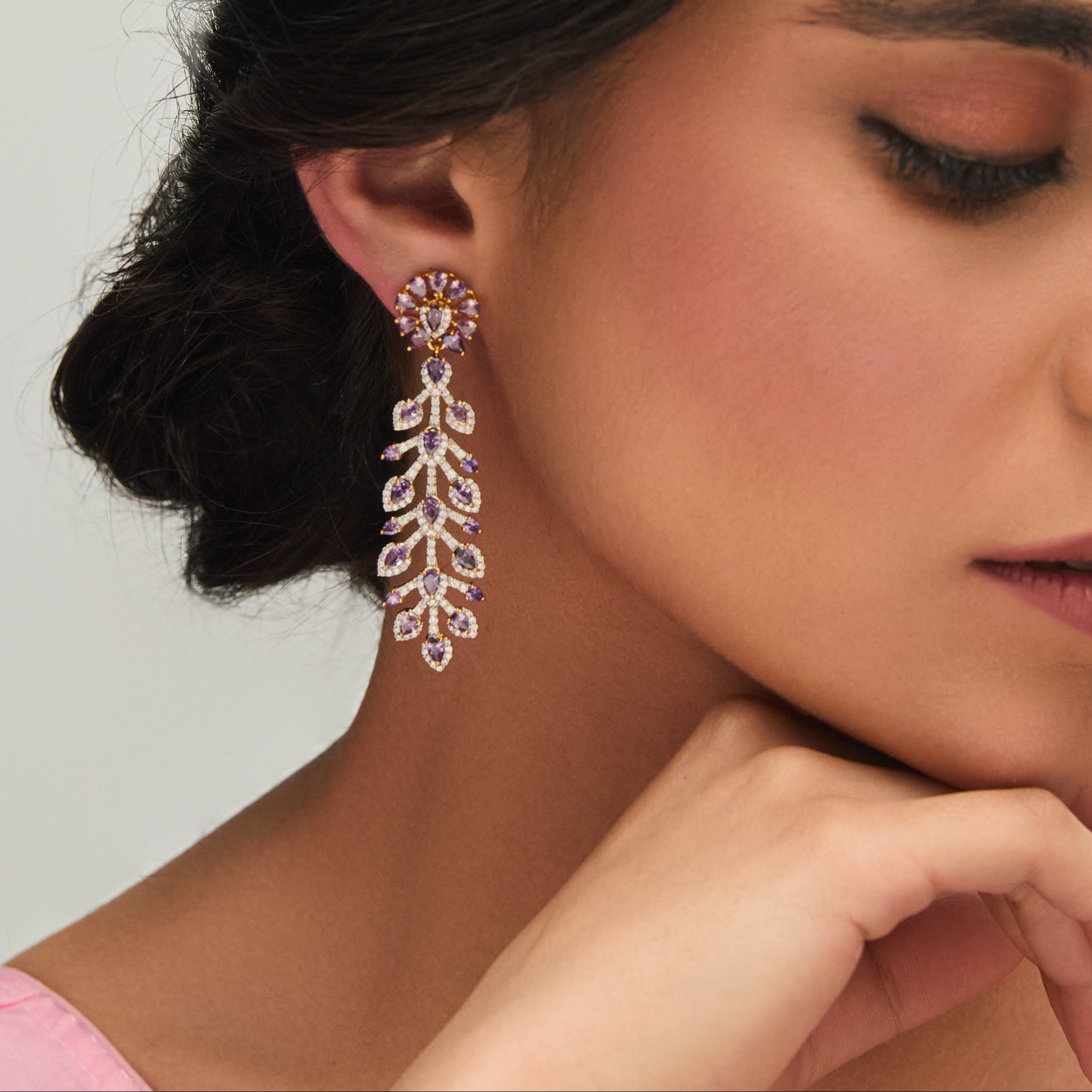 Amethyst Shine CZ Drop Silver Earrings