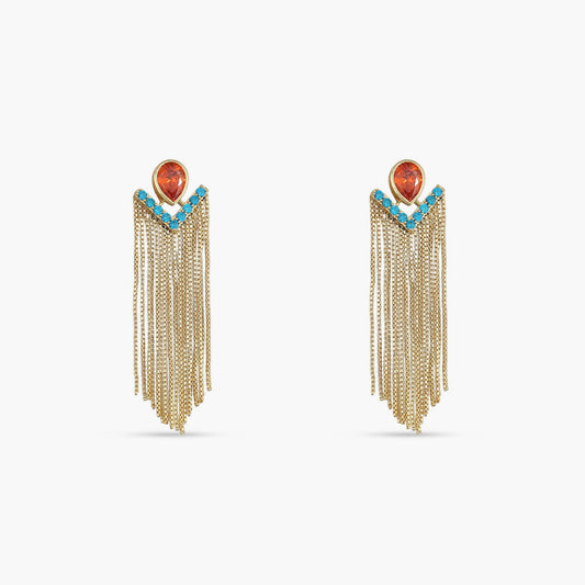 Fringe Sunset Gold Plated Silver Drop Earrings