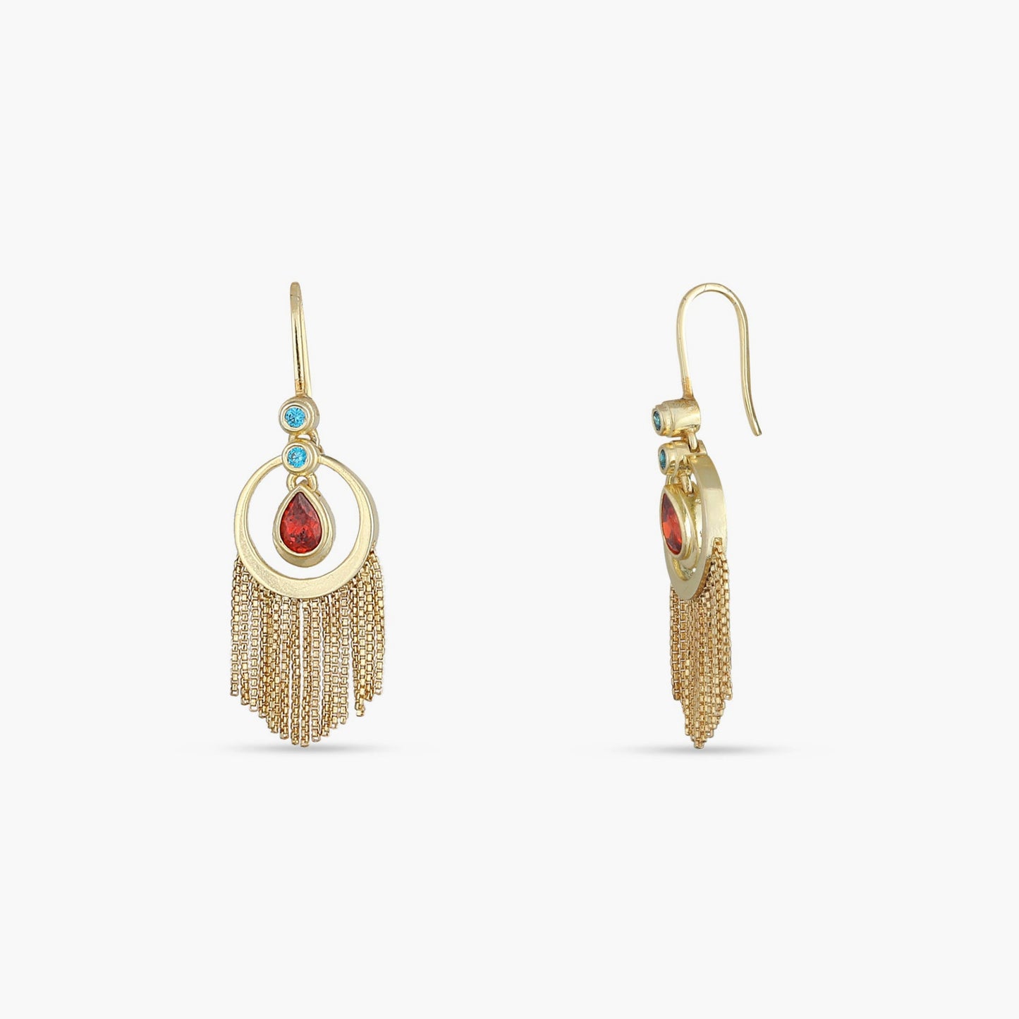 Fringe Celeste Gold Plated Silver Drop Earrings