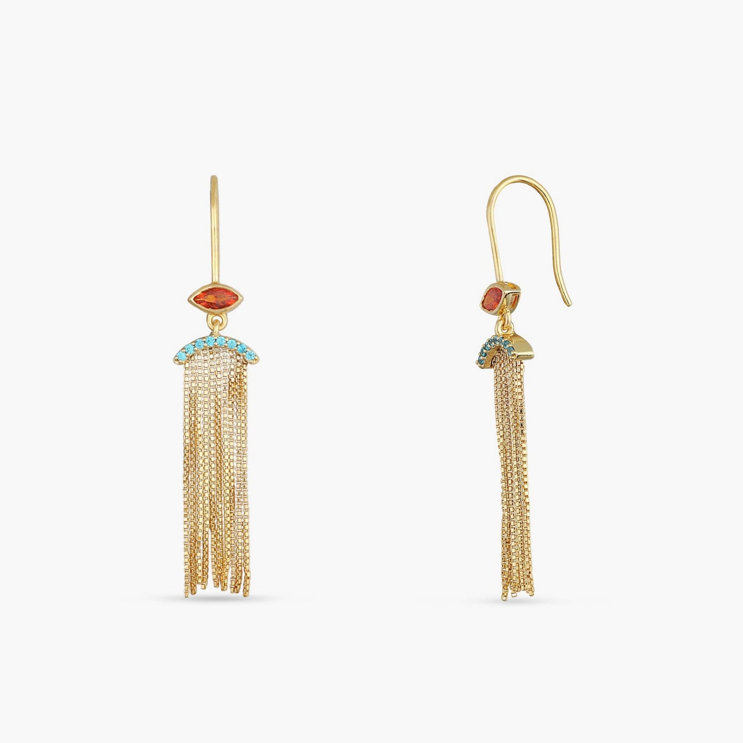 Fringe Flame Gold Plated Silver Drop Earrings
