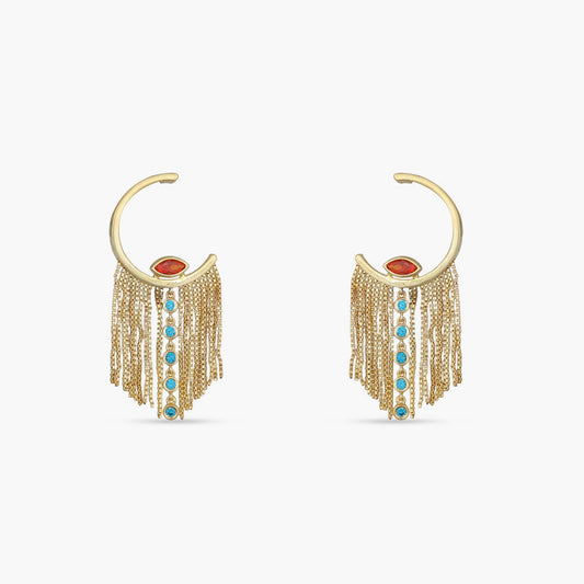 Fringe Luna Gold Plated Silver Hoop Earrings