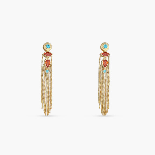 Fringe Cascade Gold Plated Silver Drop Earrings