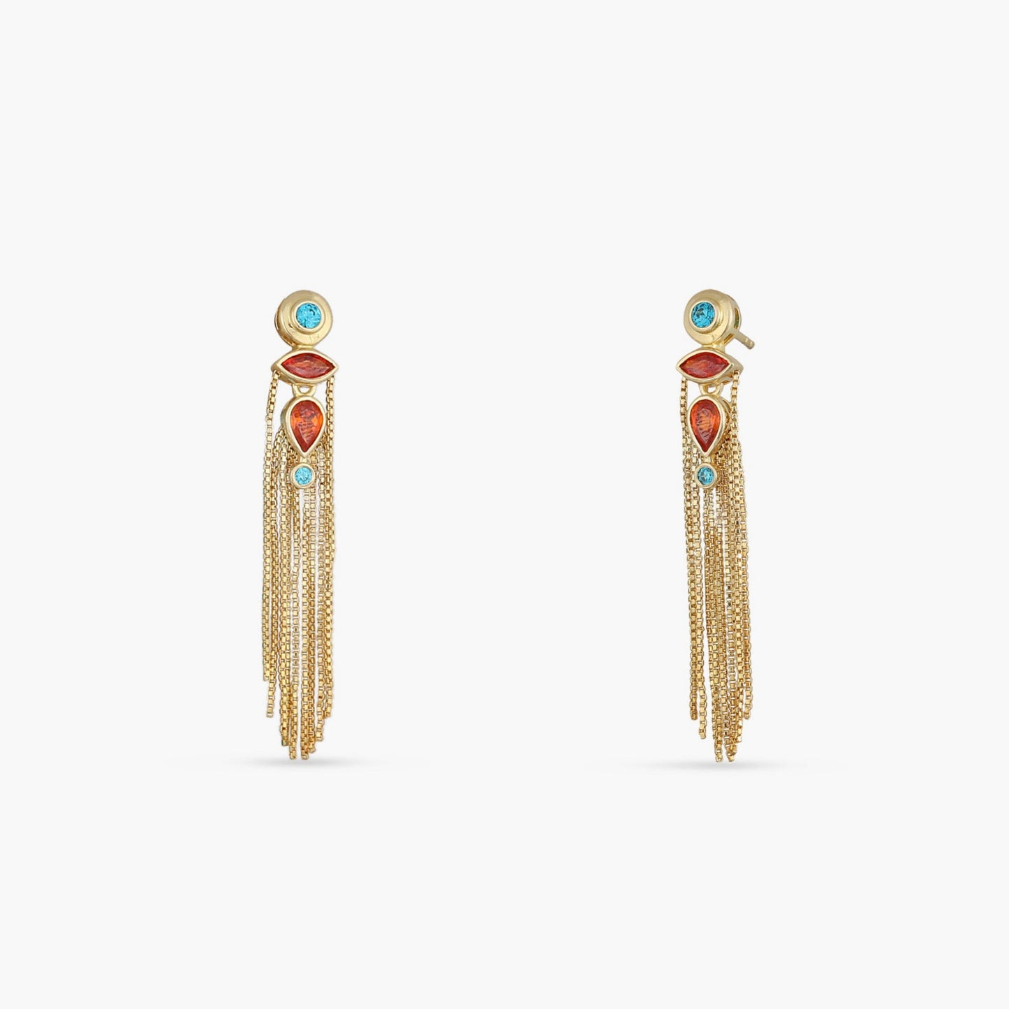 Fringe Cascade Gold Plated Silver Drop Earrings