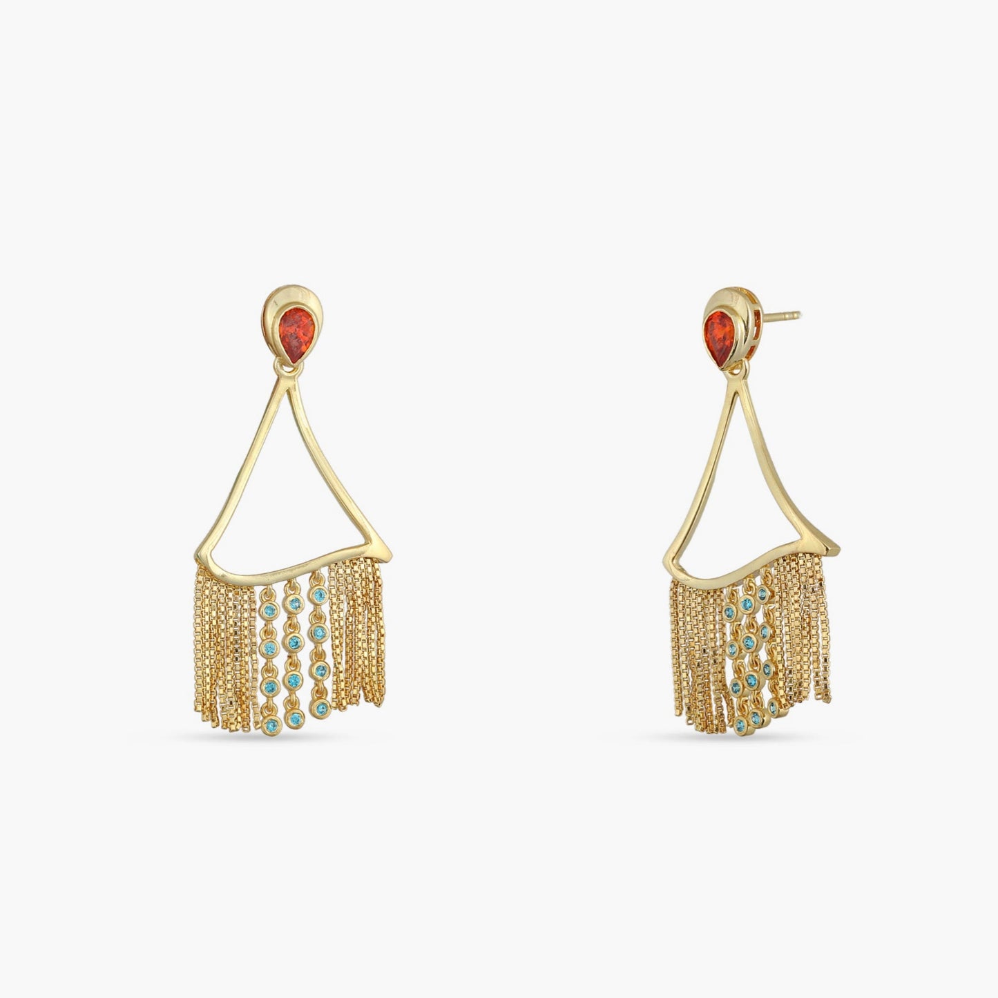 Fringe Kolmio Gold Plated Silver Drop Earrings