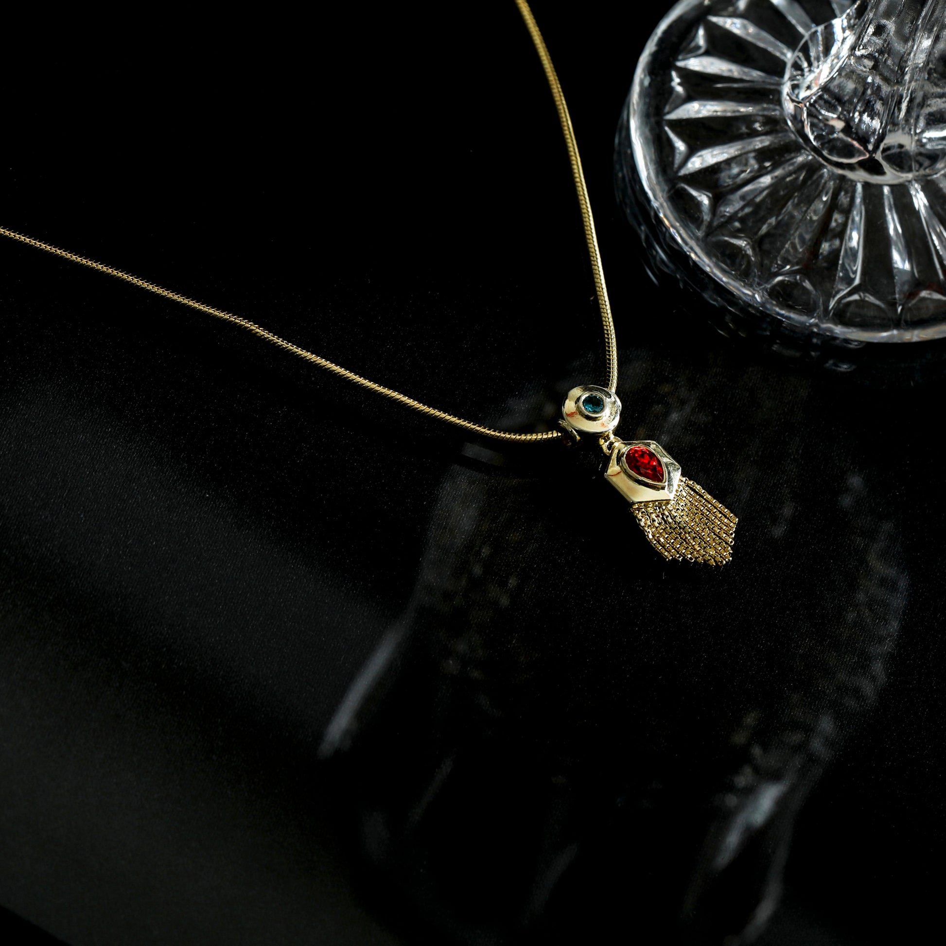 Fringe Drop Gold Plated Silver Pendant Necklace