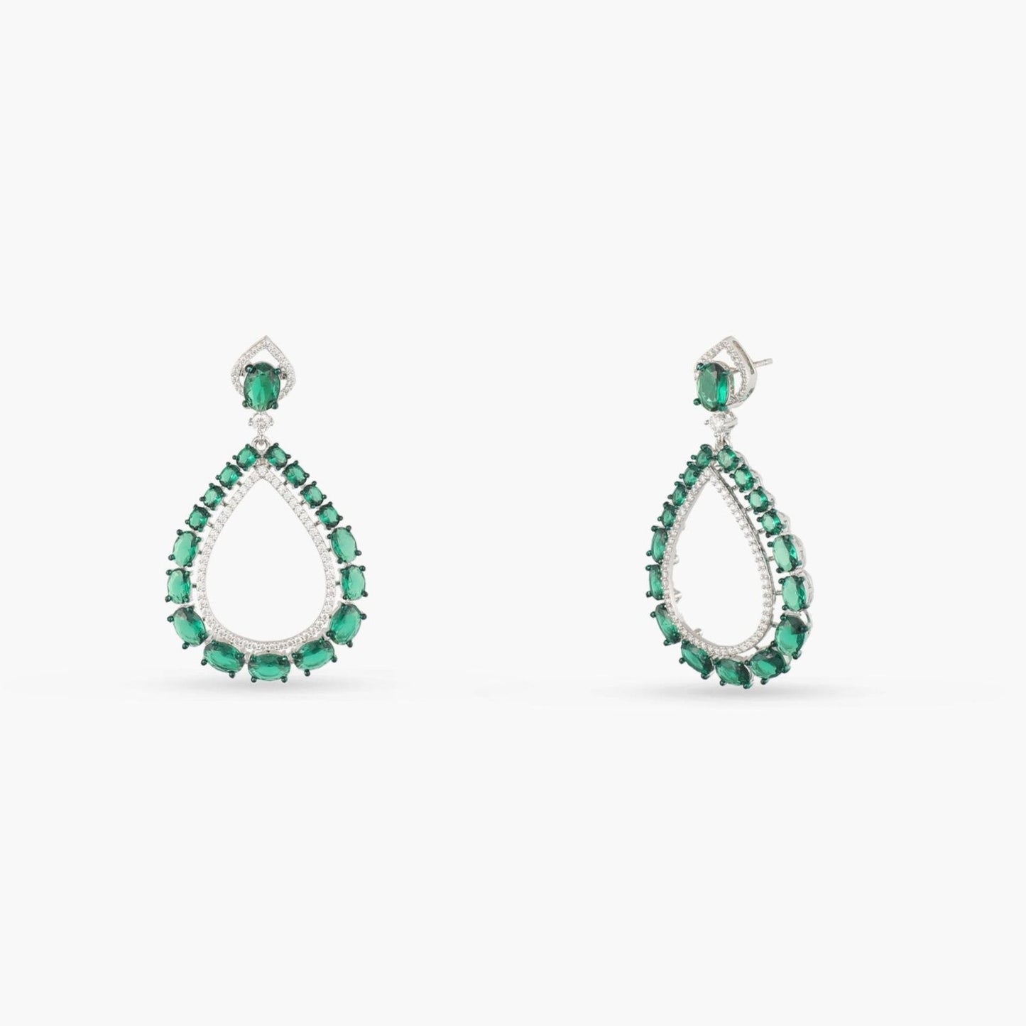 Emeraude Luxe Silver Dangle Earrings