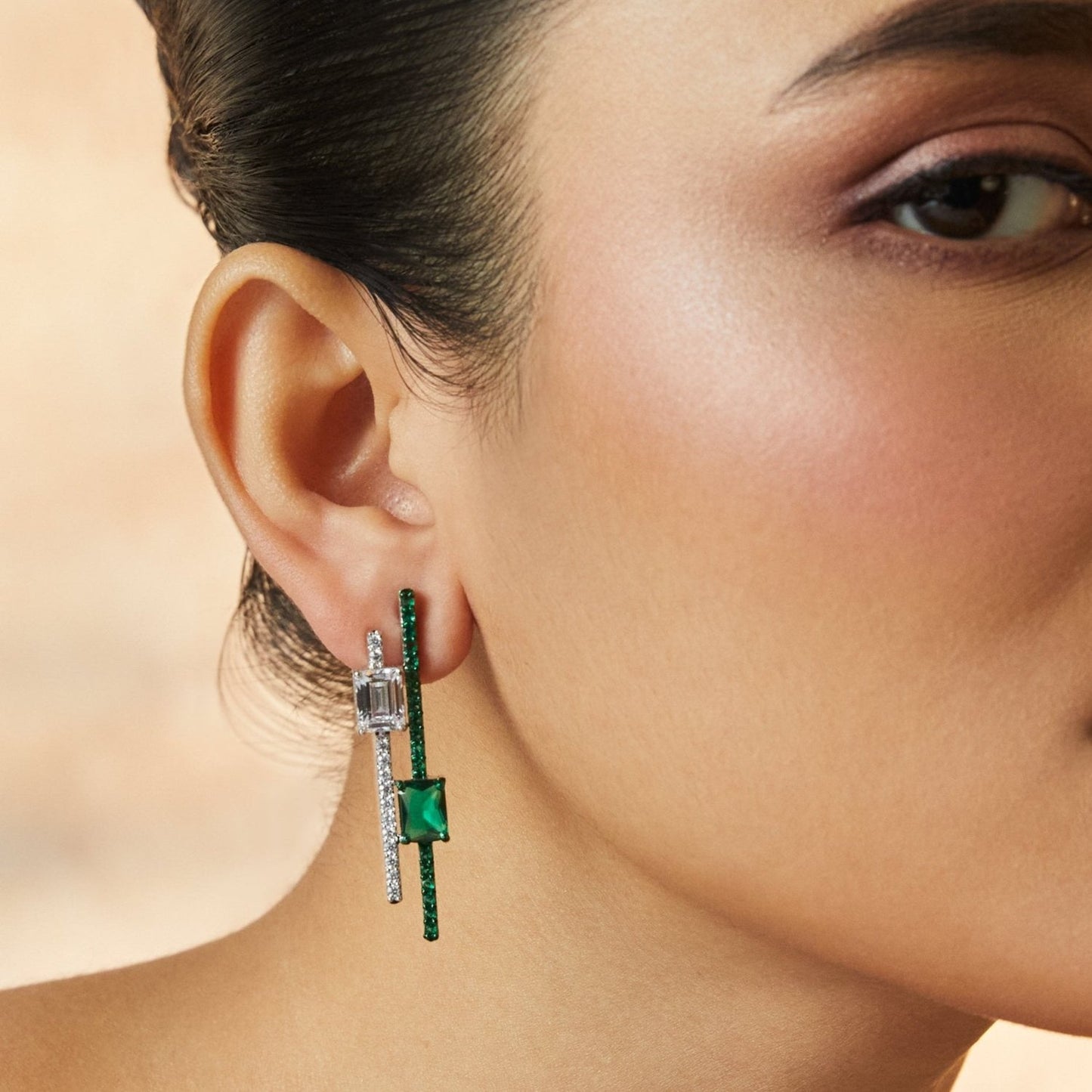 Emeraude Contemporary Drape Silver Earrings
