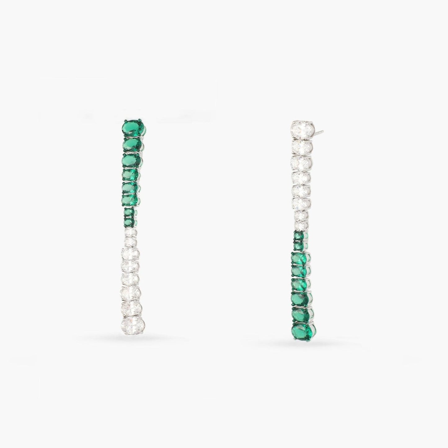 Emeraude Glamour Party Silver Earrings