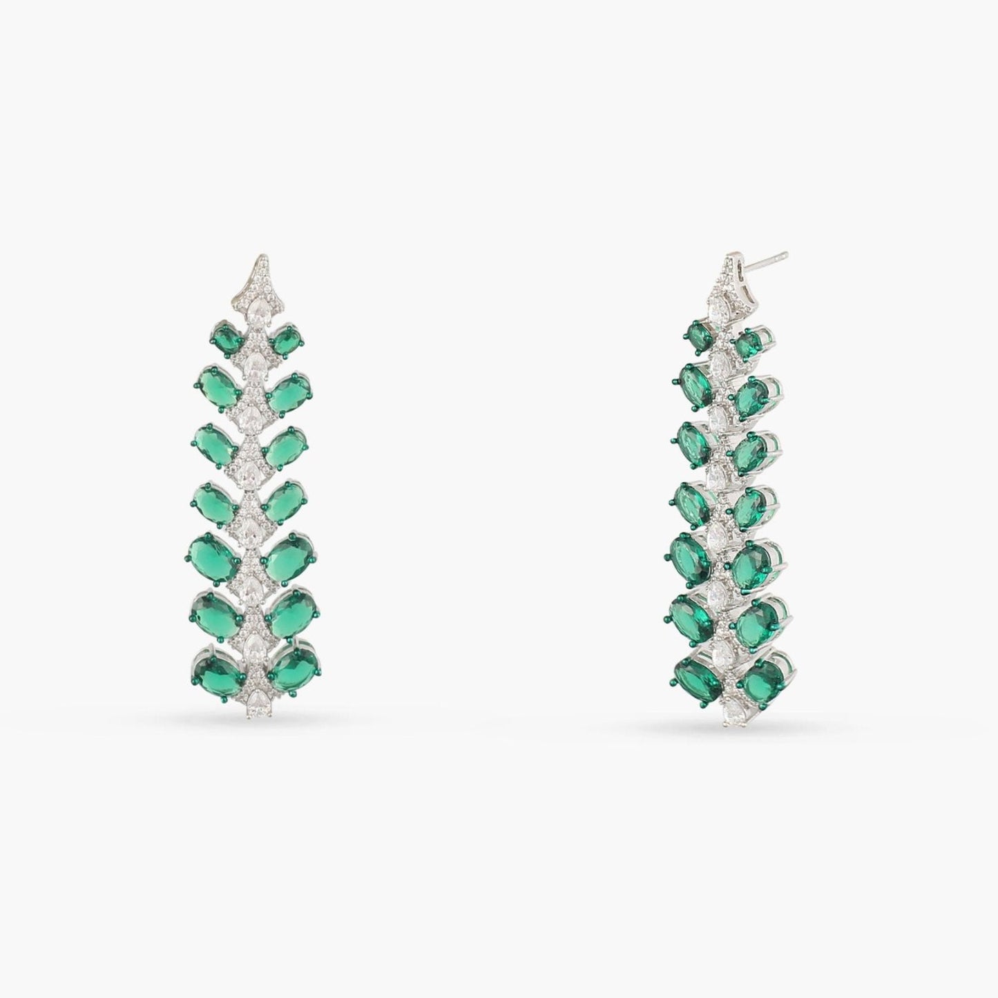 Emeraude Chandelier Silver Earrings