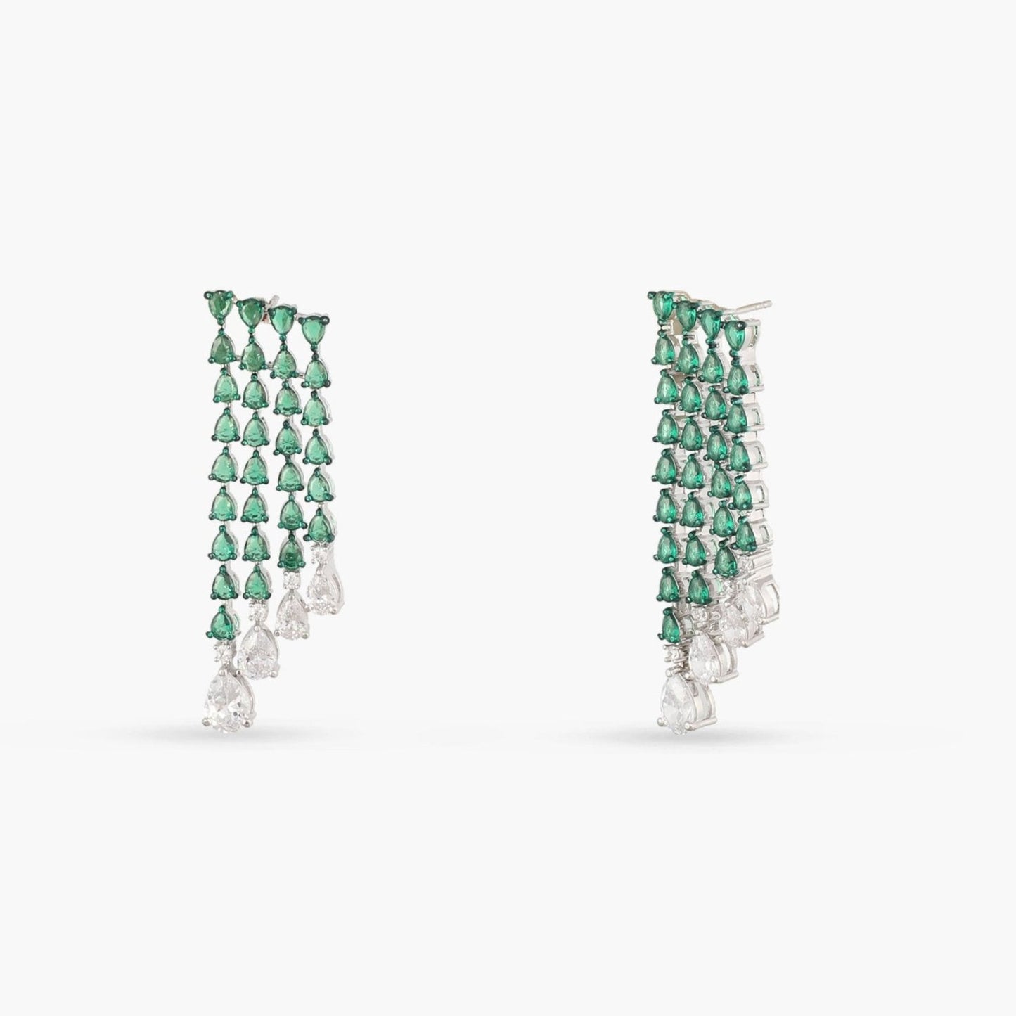 Emeraude Cocktail Silver Earrings