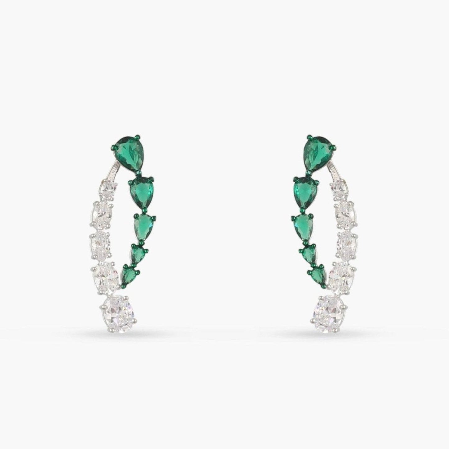 Emeraude Glistening Silver Earrings