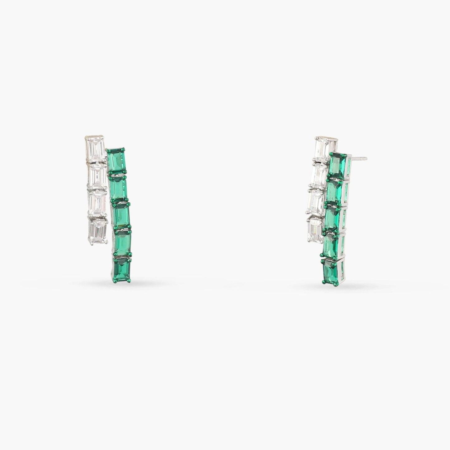 Emeraude Verdant Silver Earrings