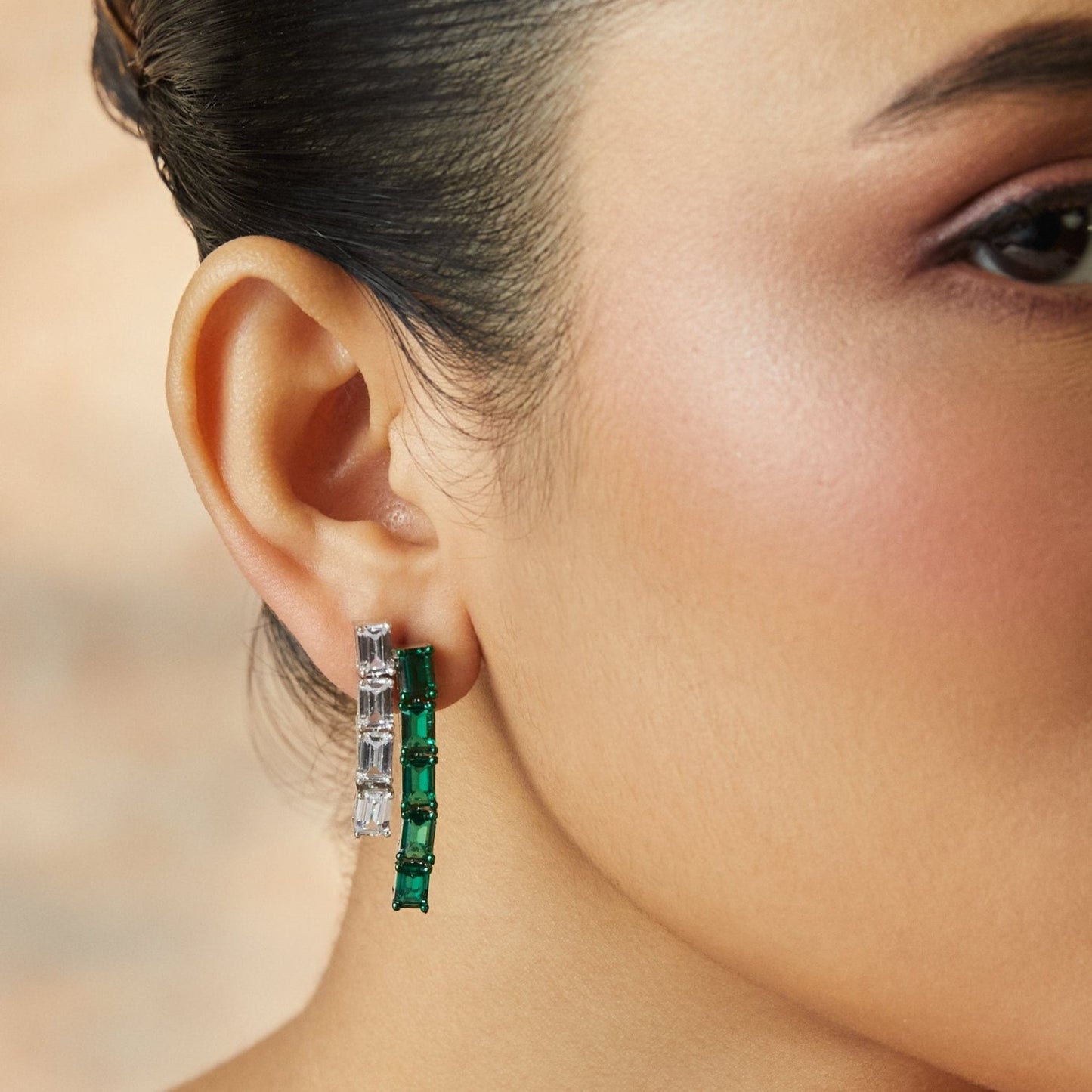 Emeraude Verdant Silver Earrings