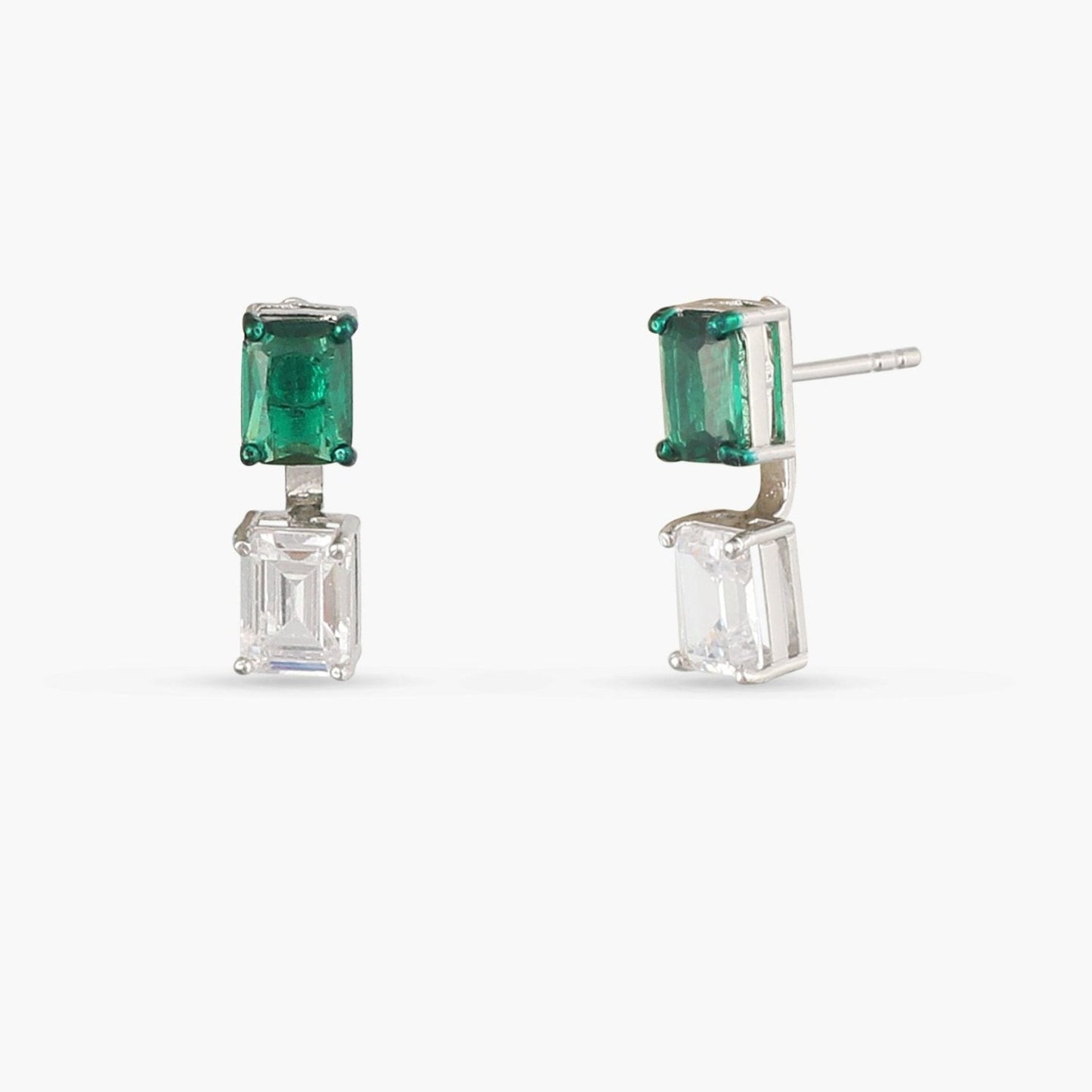 Emeraude Aura Silver Jacket Earrings