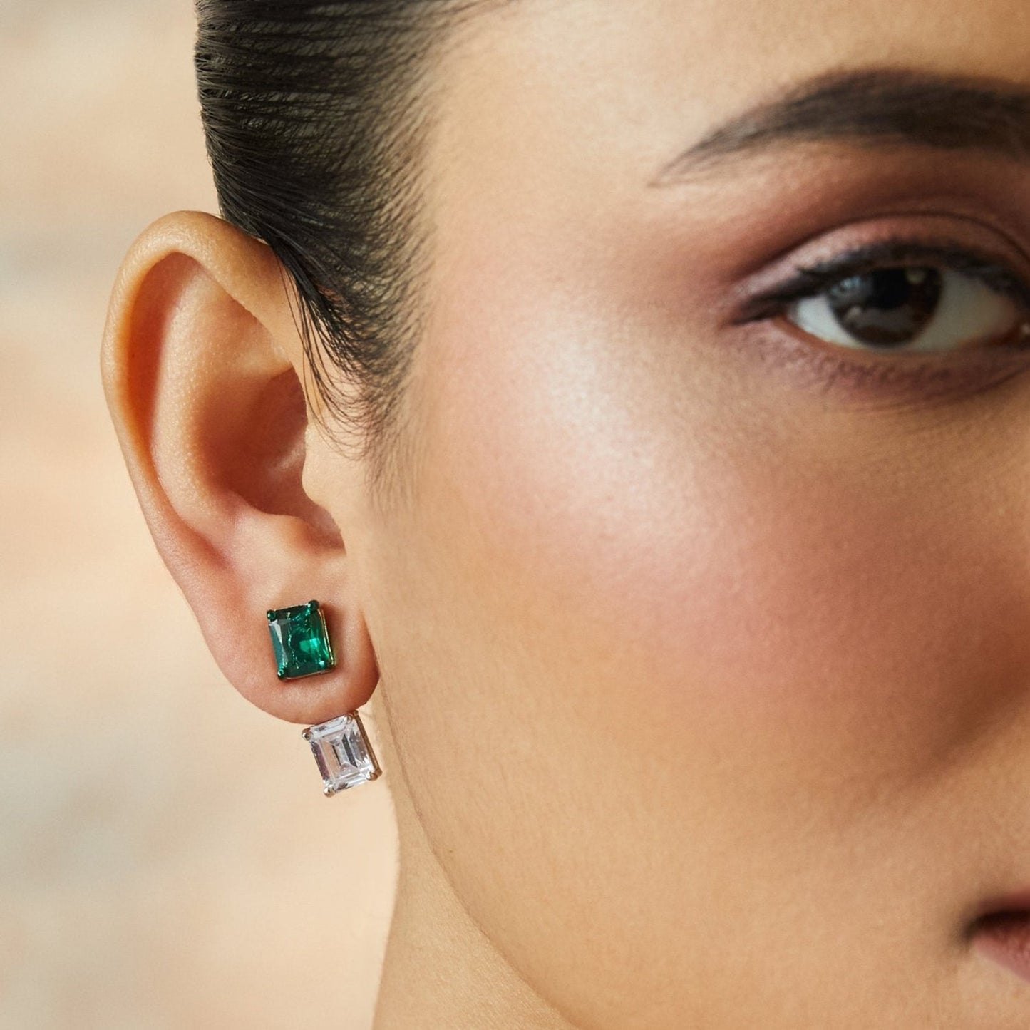 Emeraude Aura Silver Jacket Earrings