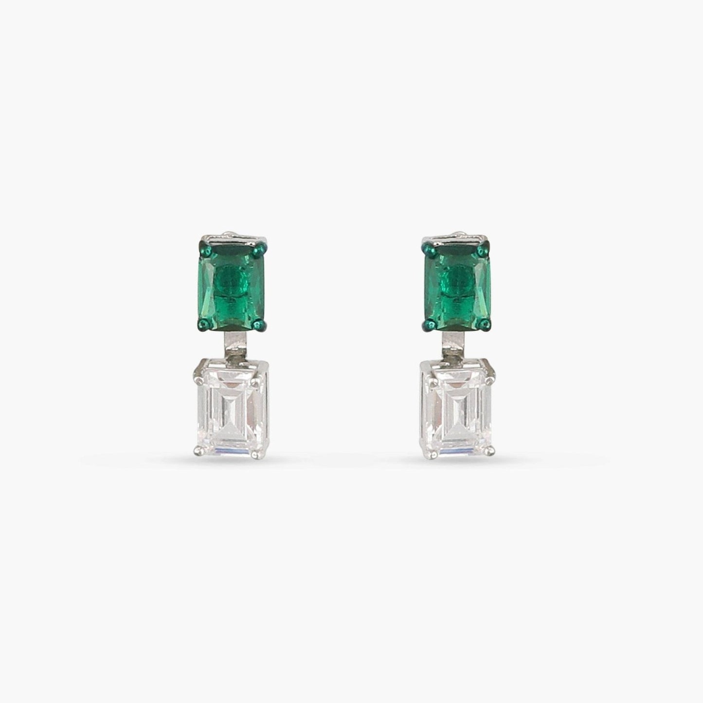 Emeraude Aura Silver Jacket Earrings