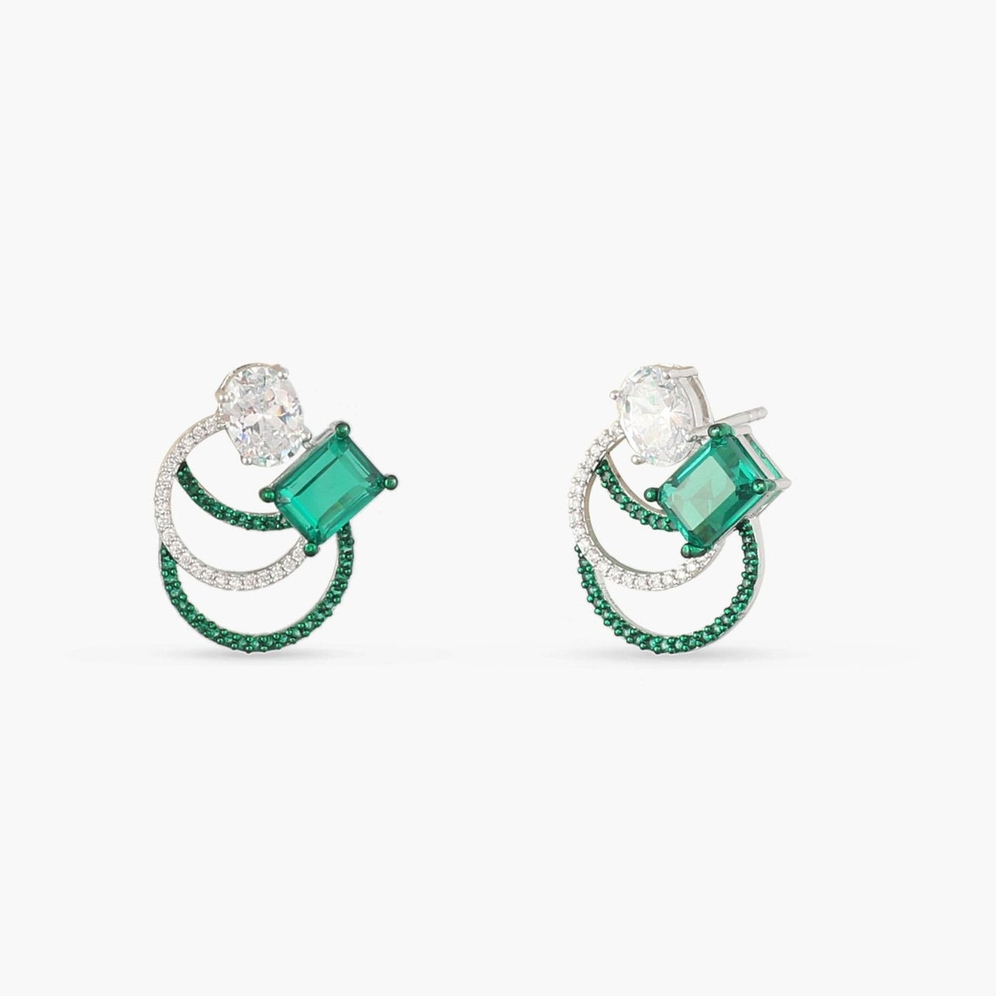 Emeraude Lush Silver Stud Earrings