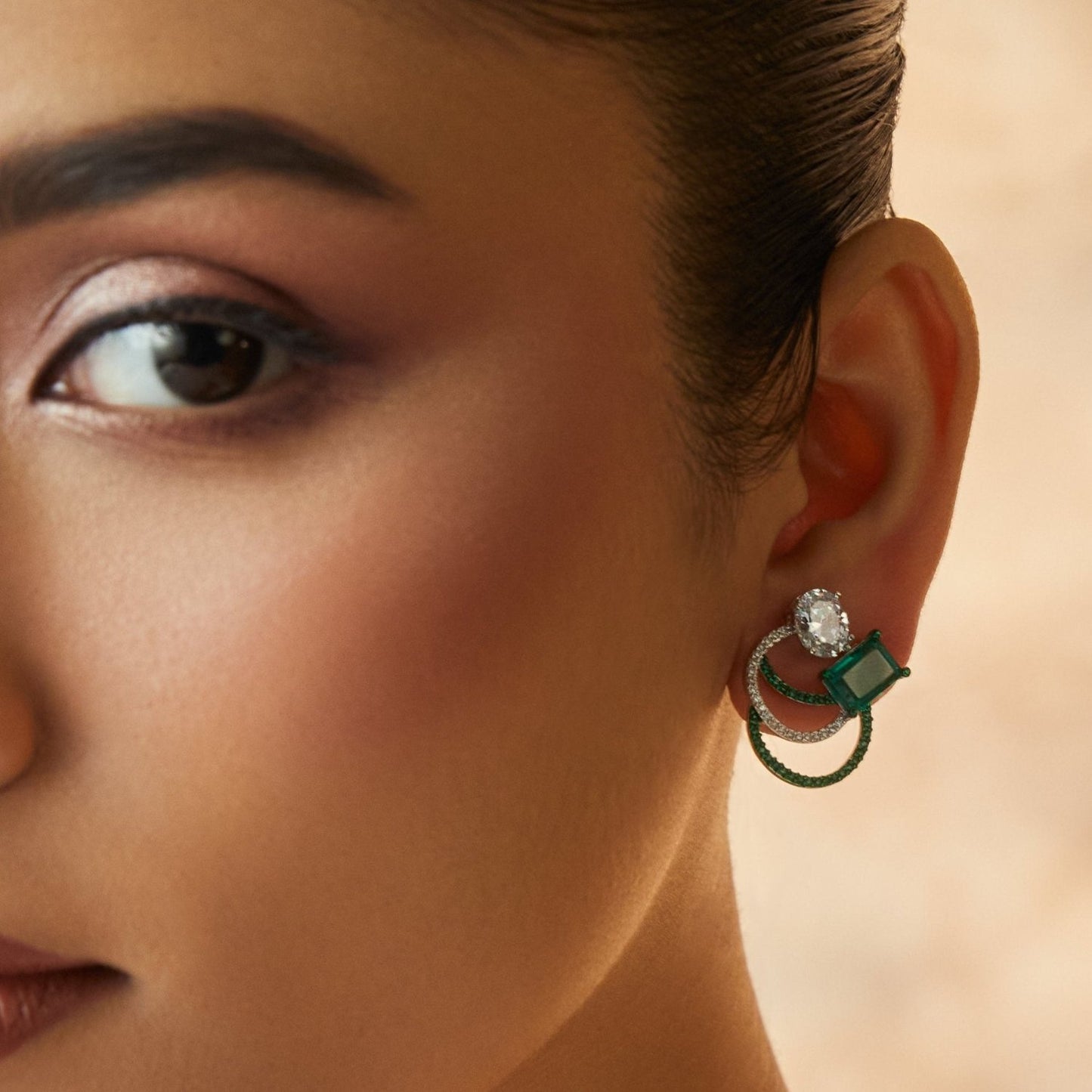 Emeraude Lush Silver Stud Earrings