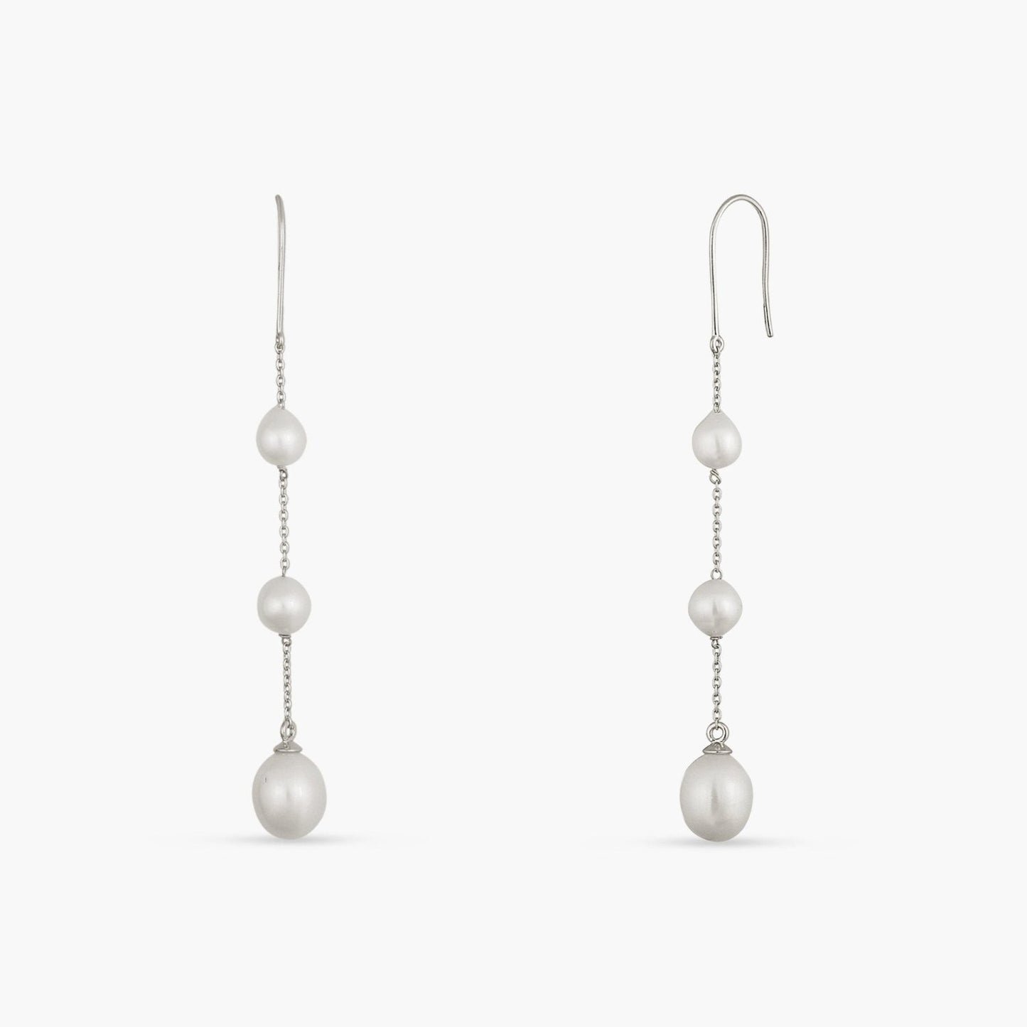 Trinity Pearl Silver Drop Earrings