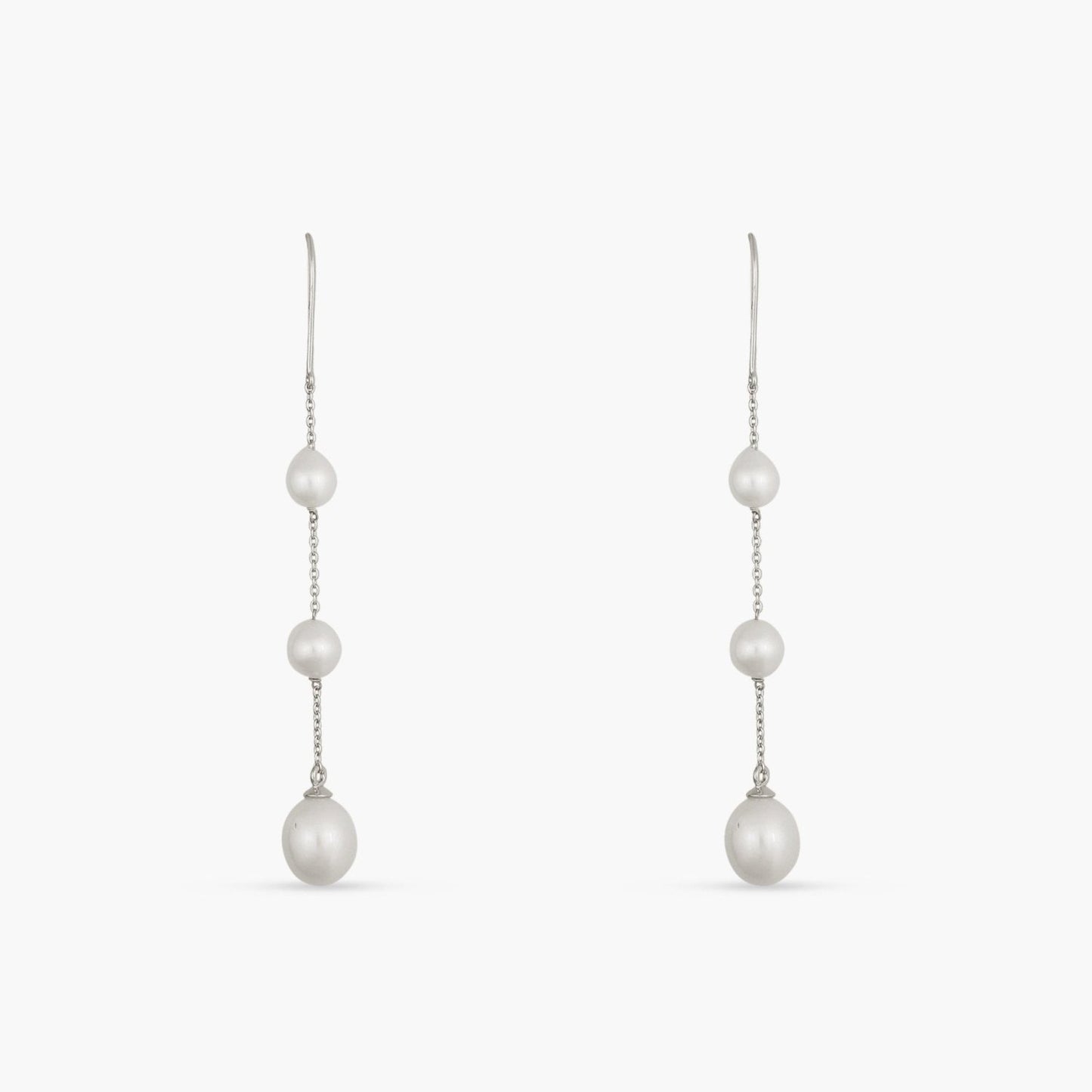 Trinity Pearl Silver Drop Earrings