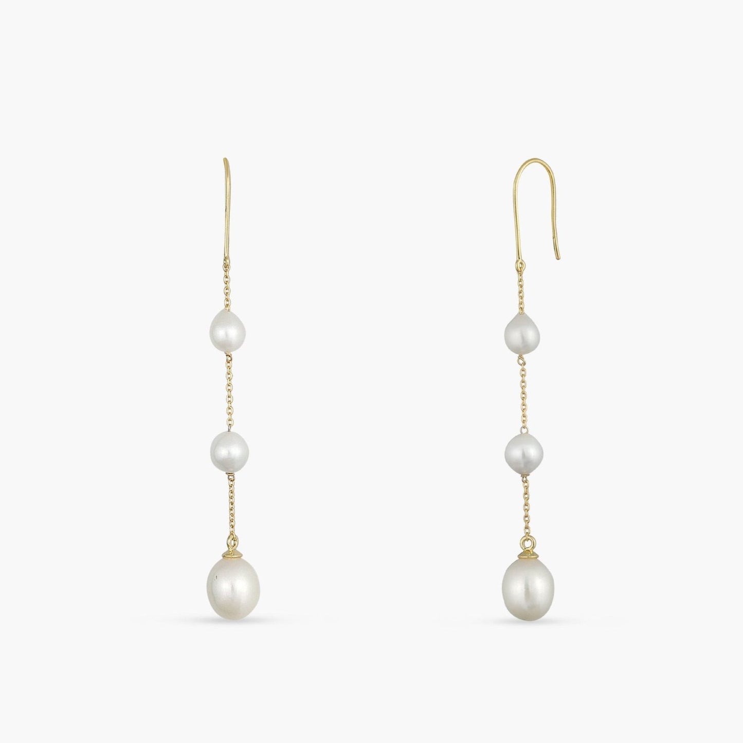 Trinity Pearl Gold Plated Silver Drop Earrings