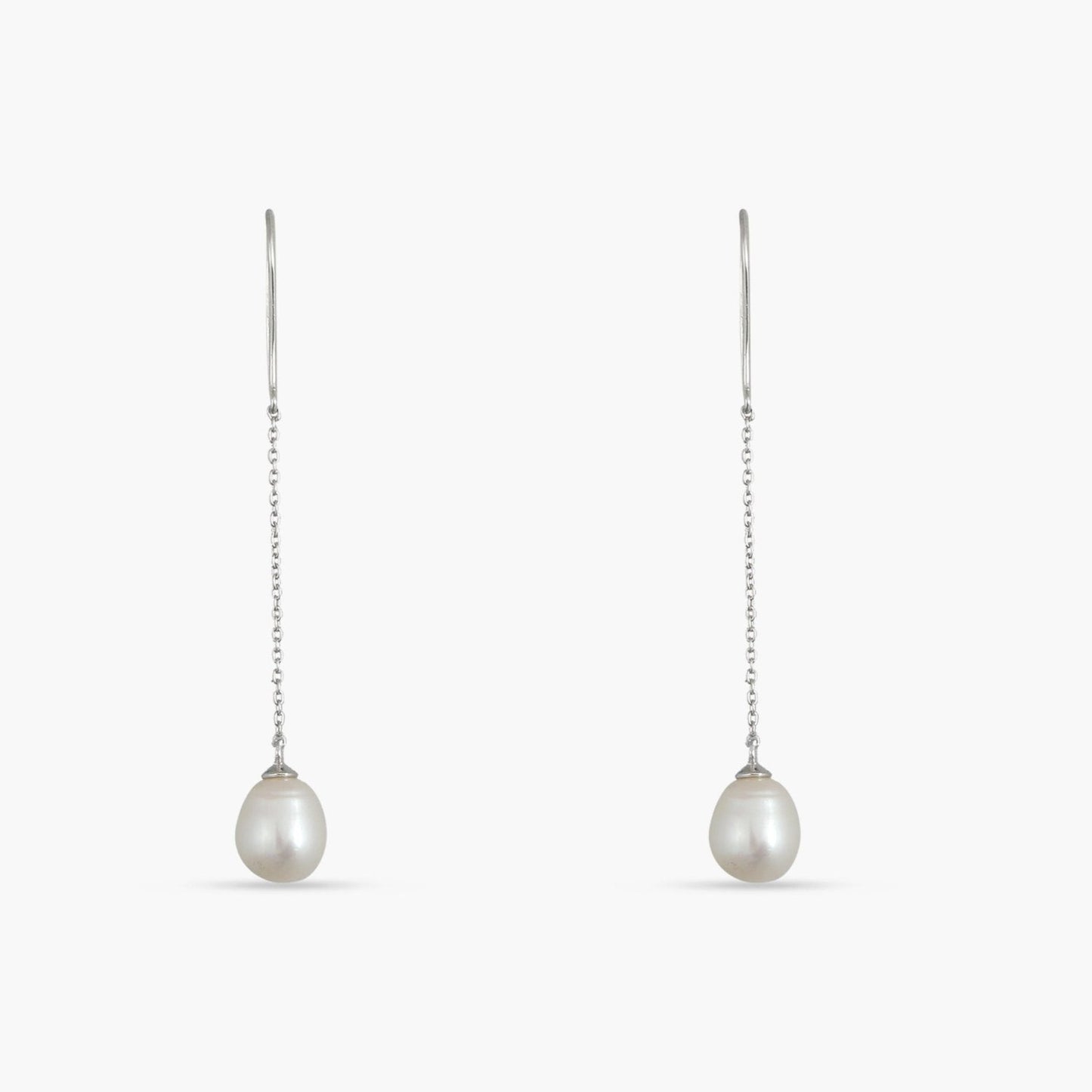 Solitaire Pearl Drop Earrings