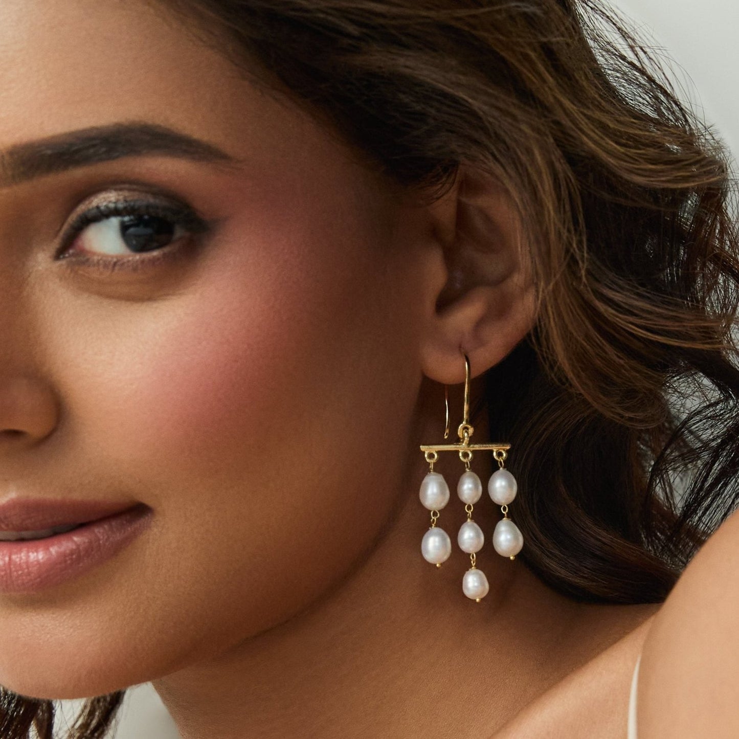 Luna Gold Plated Silver Drop Earrings