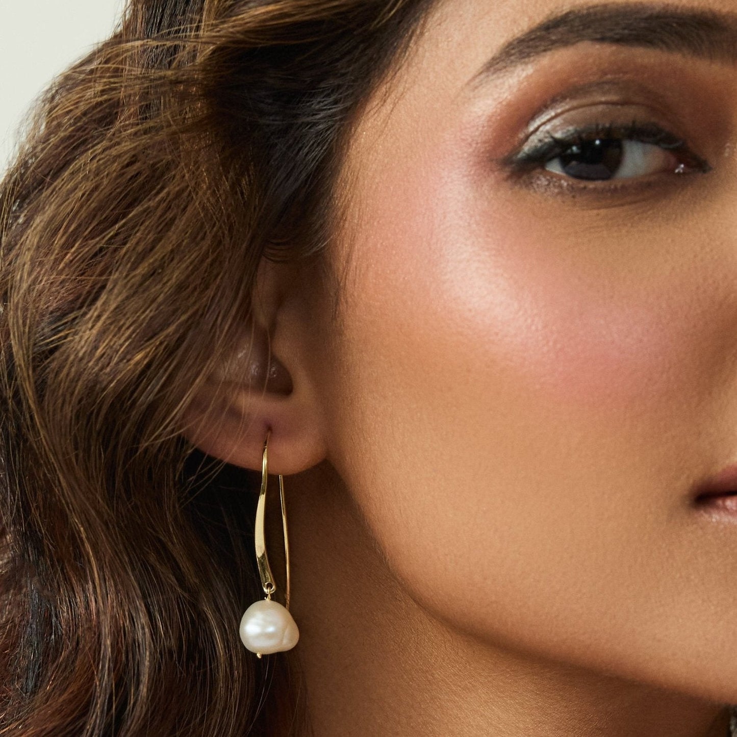 Muse Pearl Gold Plated Silver Drop Earrings