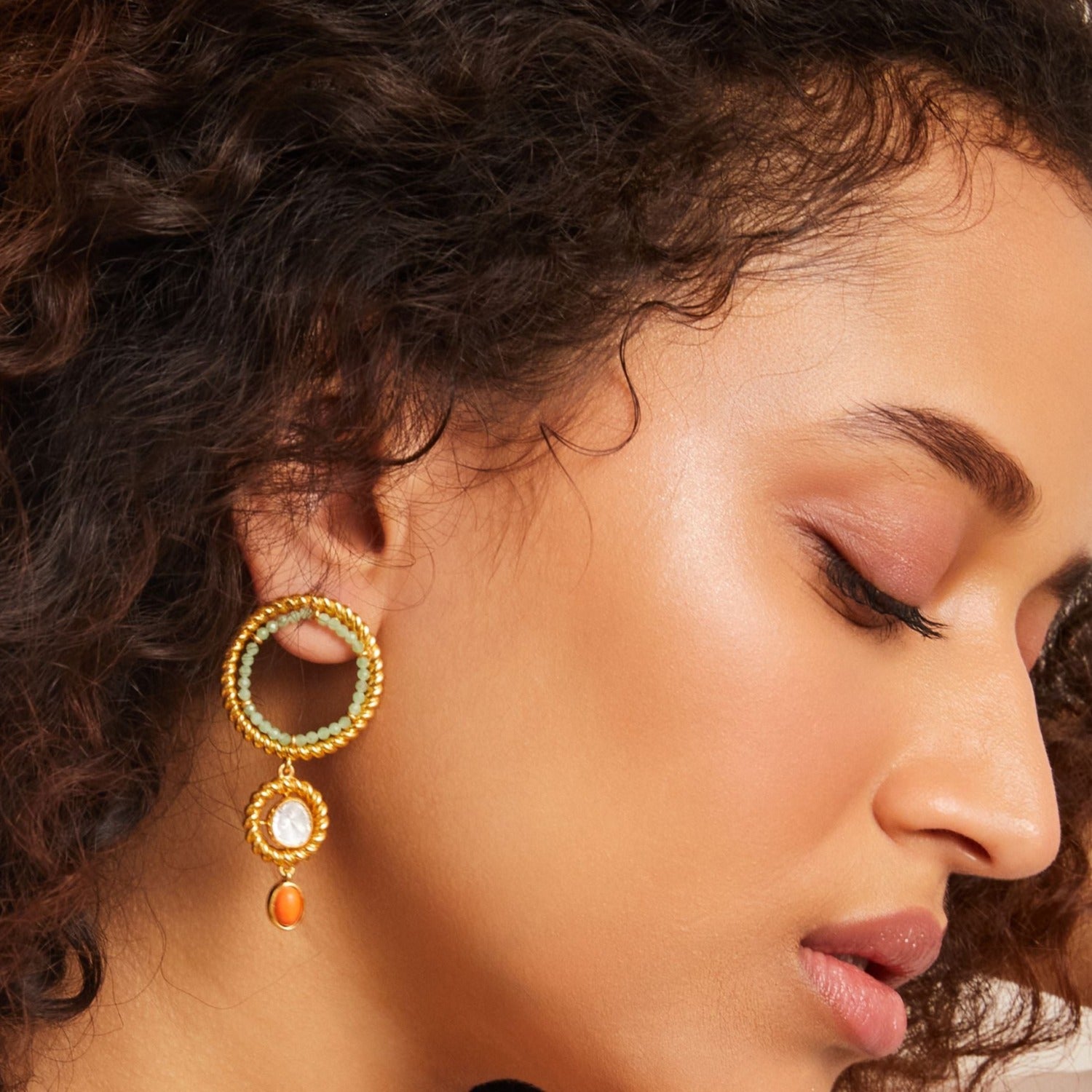 Oceanic weavers Dual ring Silver Drop Earrings