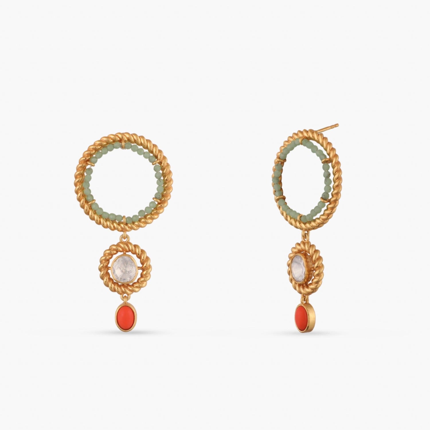 Oceanic weavers Dual ring Silver Drop Earrings