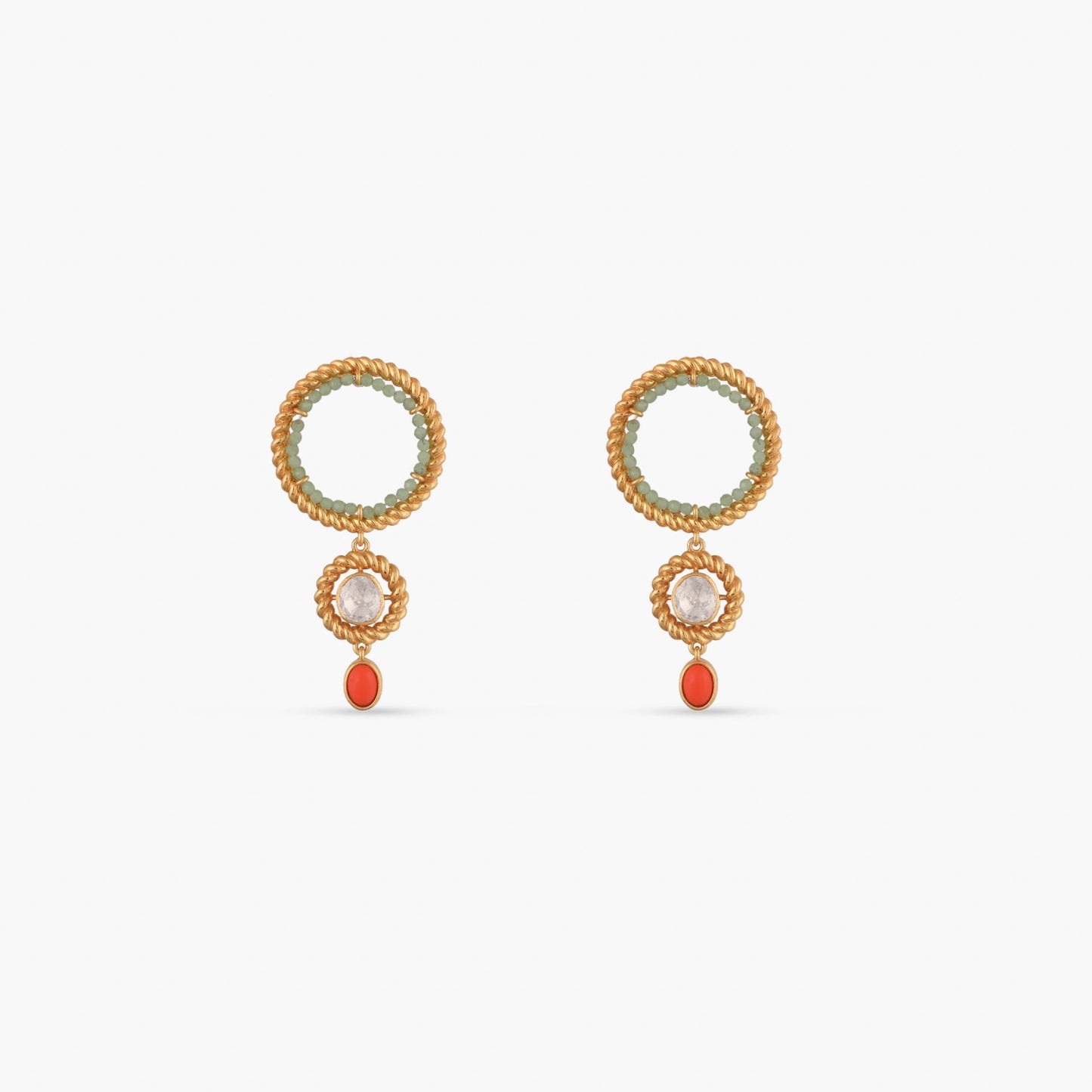 Oceanic weavers Dual ring Silver Drop Earrings