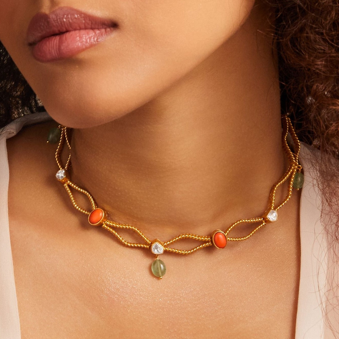 Oceanic Weavers Silver Short  Necklace