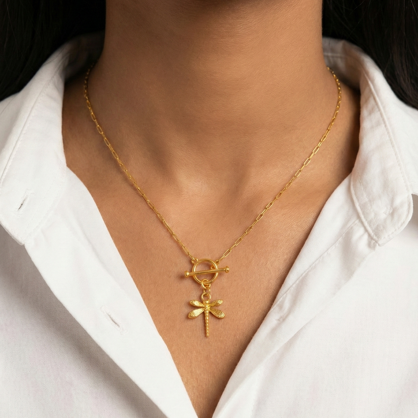 T Bar Toggle Link Silver Necklace