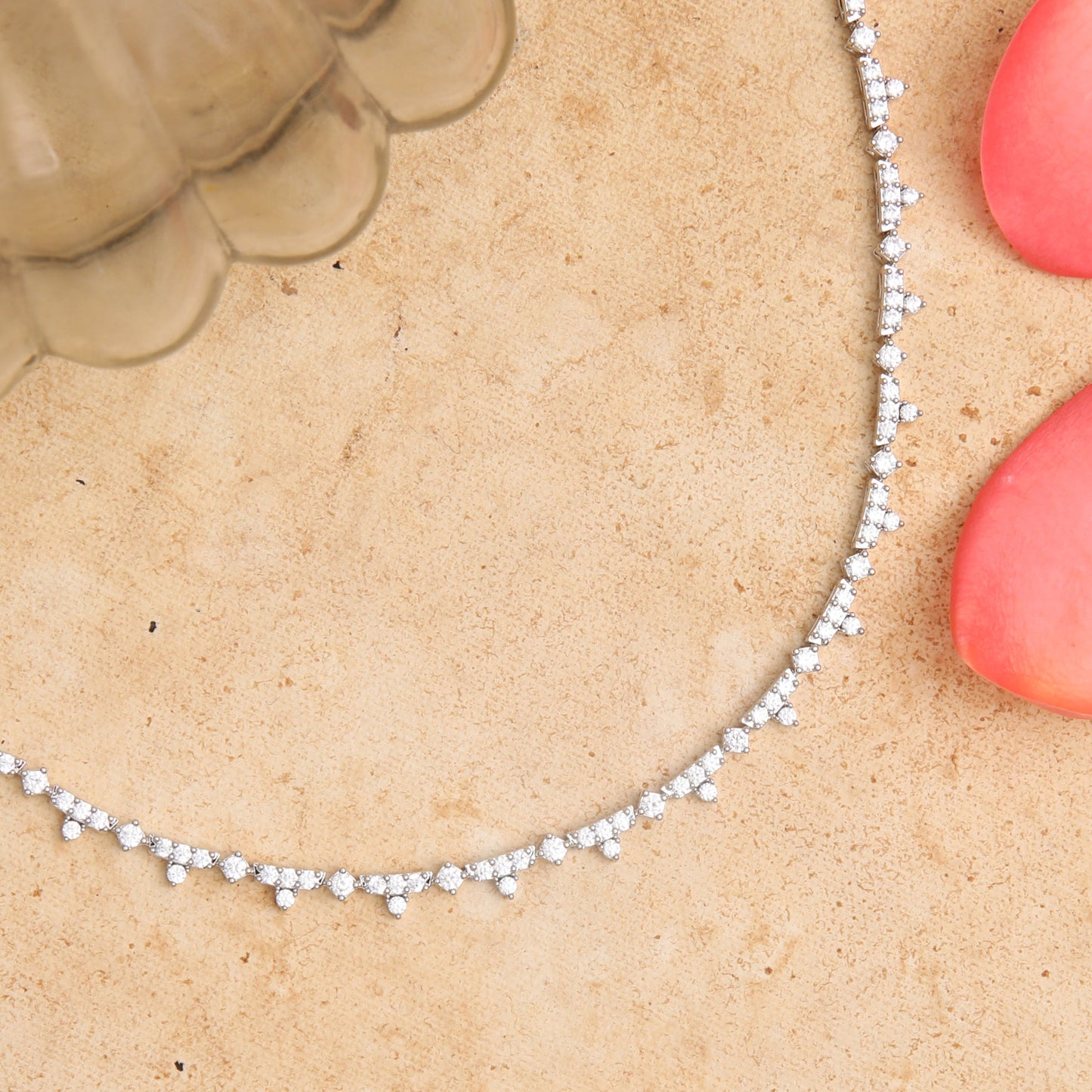 Radiant Bloom CZ Silver Necklace