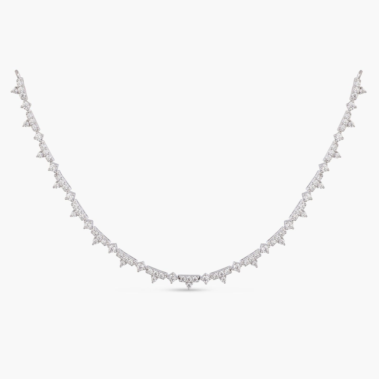 Radiant Bloom CZ Silver Necklace