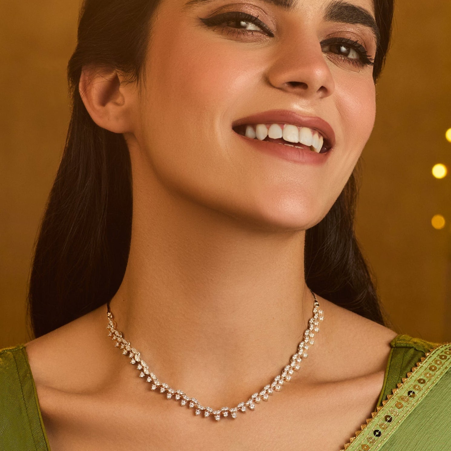 Ethereal Glow CZ Silver Necklace