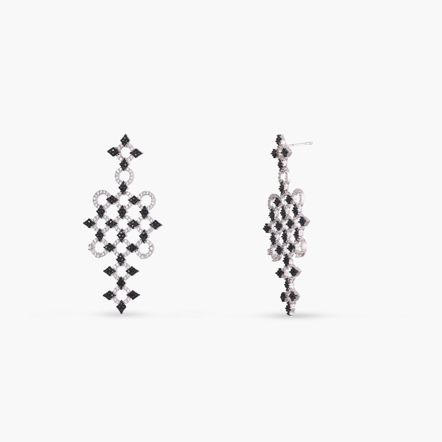 Monochrome Play CZ Silver Drop Earrings