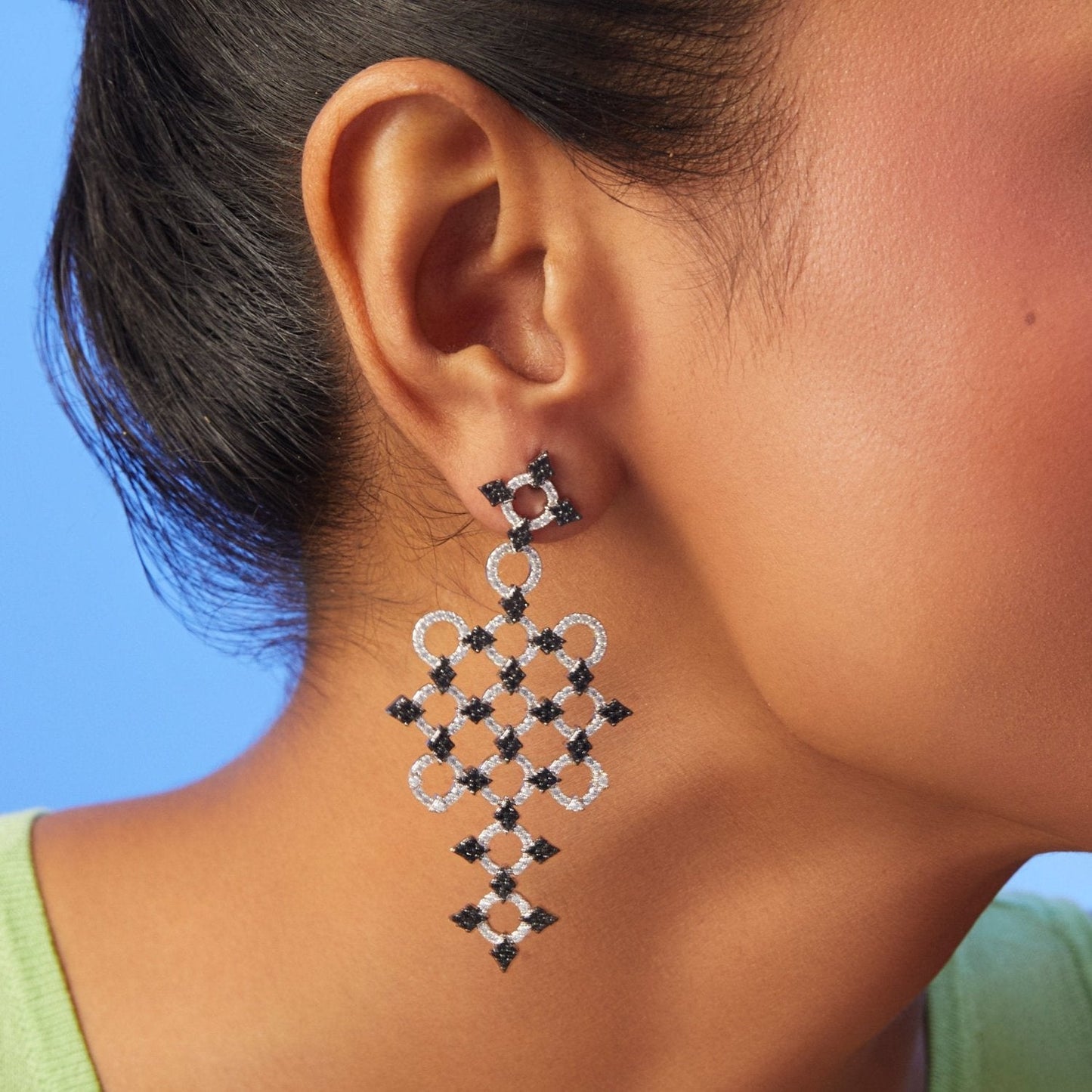 Monochrome Play CZ Silver Drop Earrings
