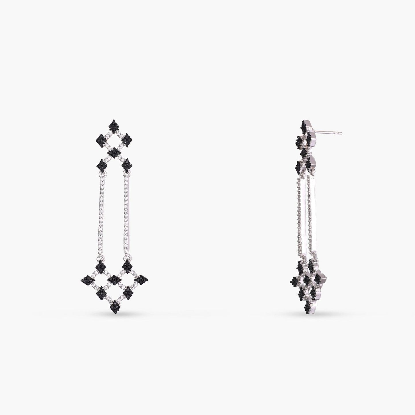 Monochrome Play Reverie CZ Silver Drop Earrings