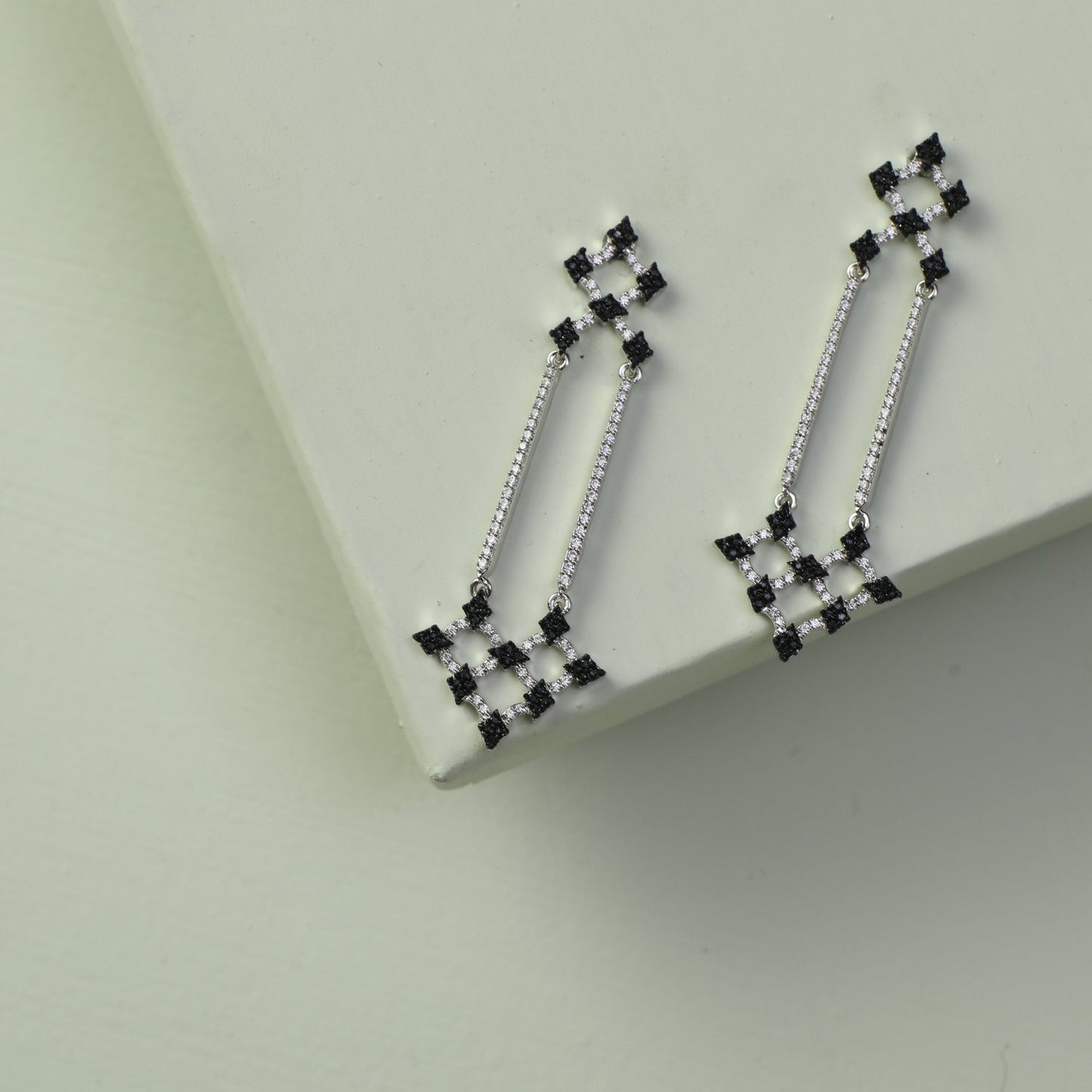 Monochrome Play Reverie CZ Silver Drop Earrings