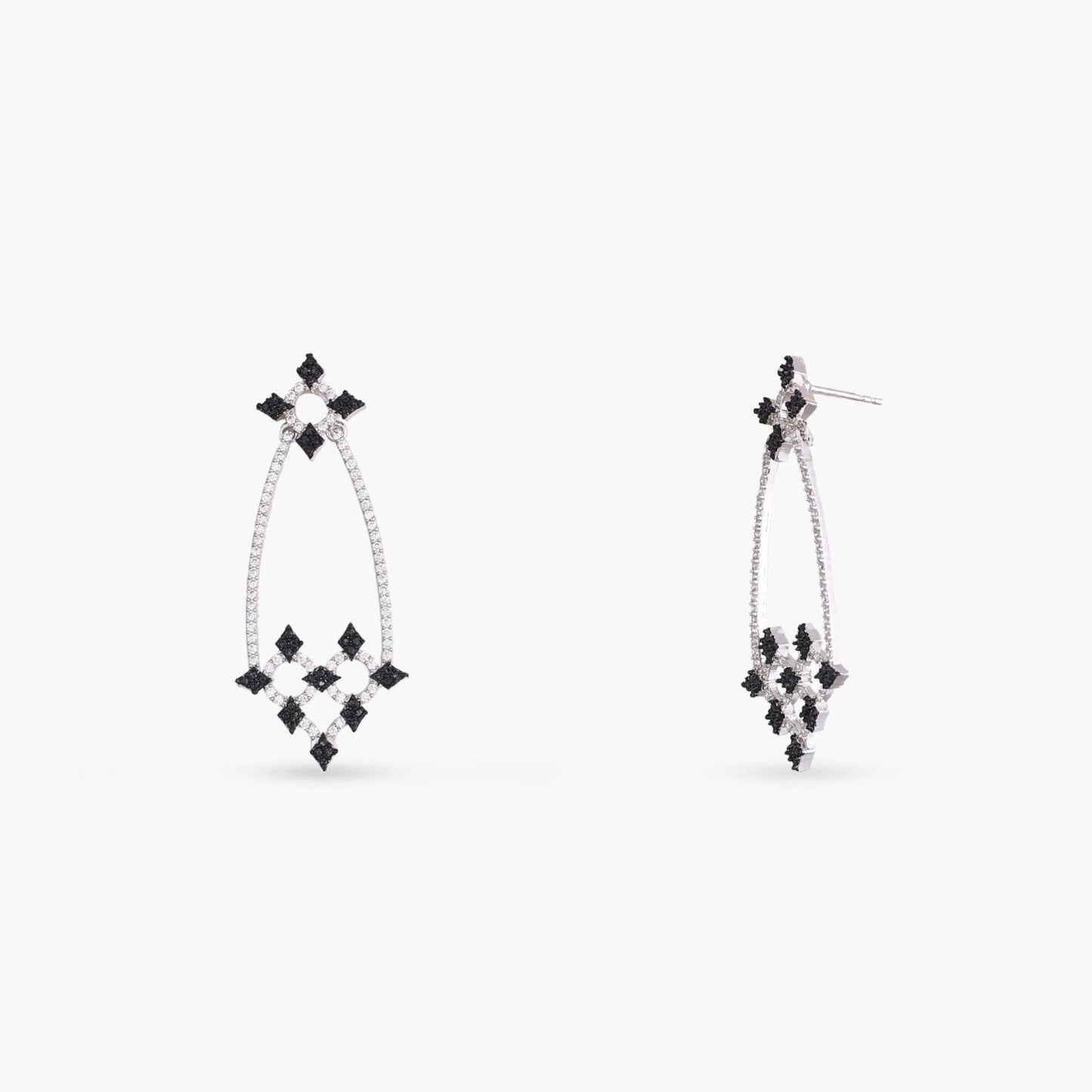 Monochrome Play Chandelier CZ Silver Drop Earring